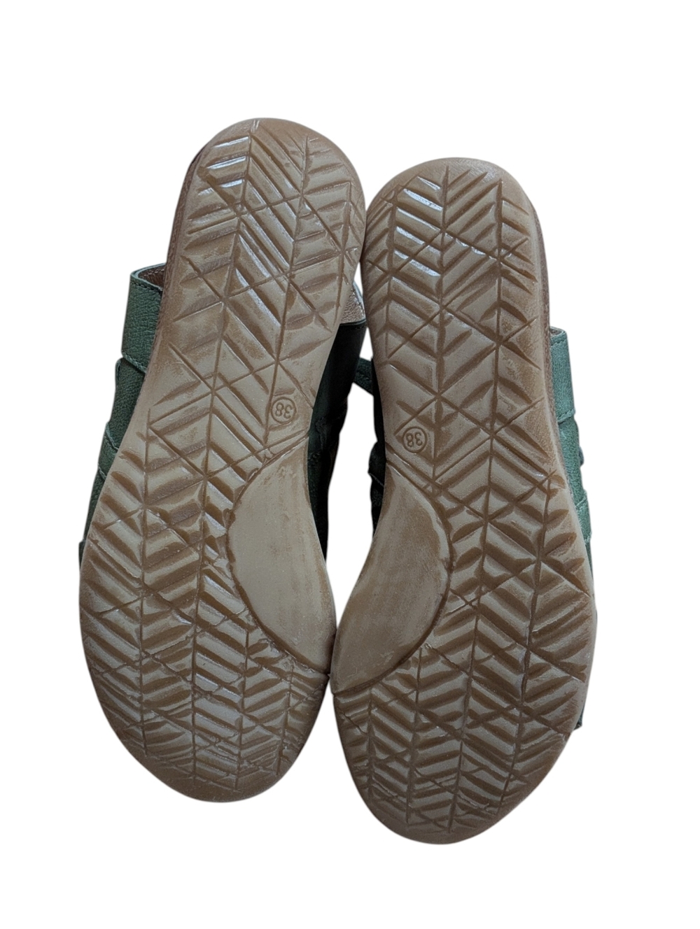 Miz Mooz Flaire Ruched Leather Side Zip Aloe Green Sandals Size 38 - Picture 7 of 10